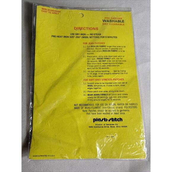 Plasti-Stitch Rough' n Ready Iron-On Repair Kit 20 Patches Jeans Soft Knit VTG - Picture 2 of 2